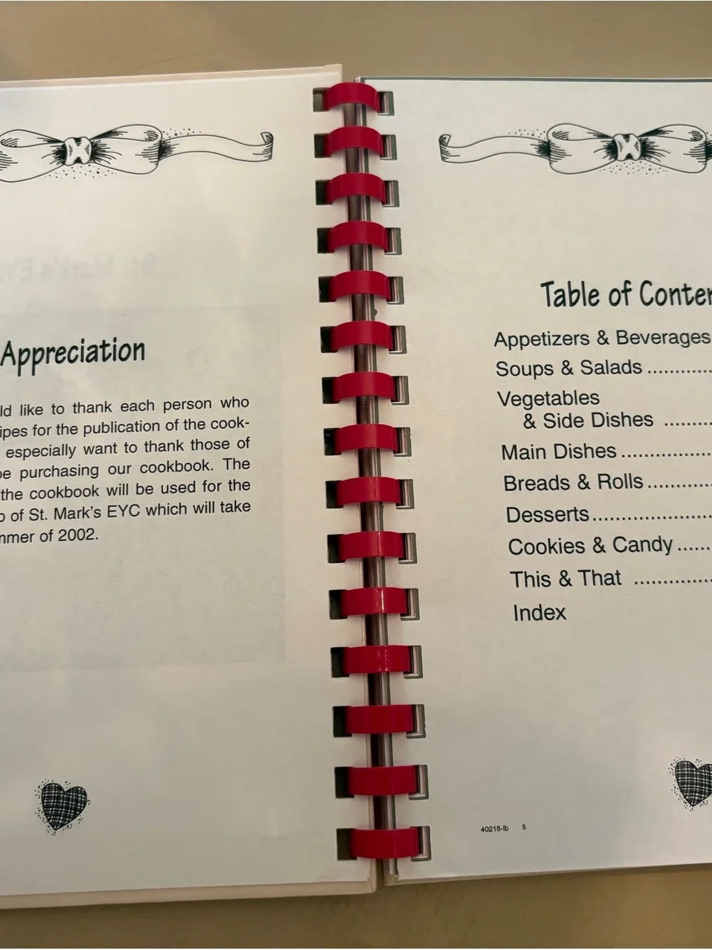 Taste & See St. Mark's EYC Cookbook - White Cover with Red Spiral
